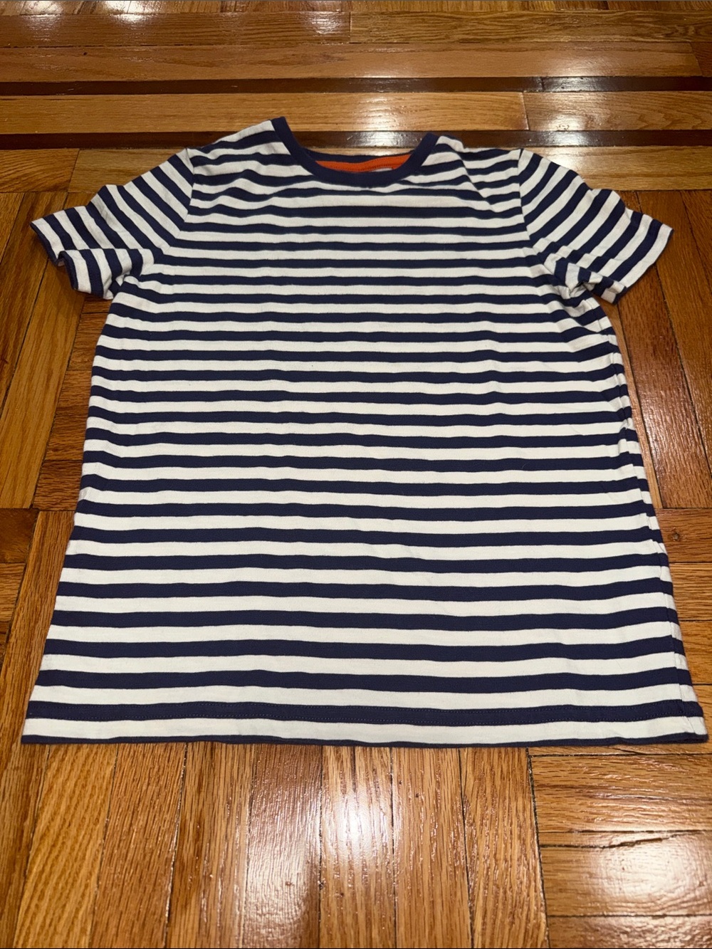 Mini Boden Navy and White Striped Short Sleeve Tee